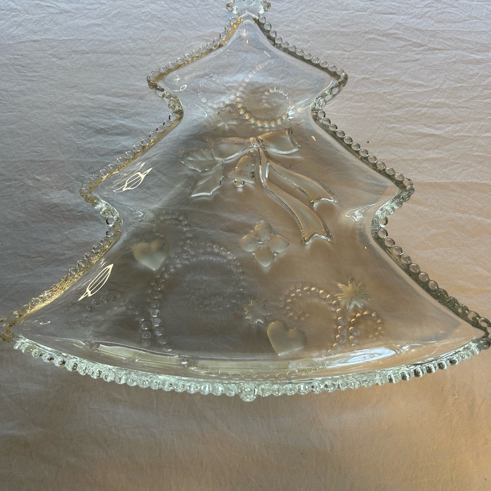 Glass Christmas Tree Shaped Platter